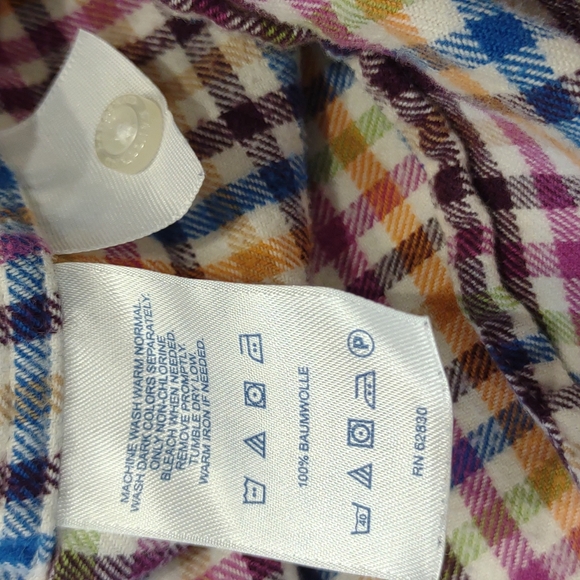 Women's Petite Multi Color Gingham Plaid LS BD Cotton Flannel Shirt - Picture 11 of 12